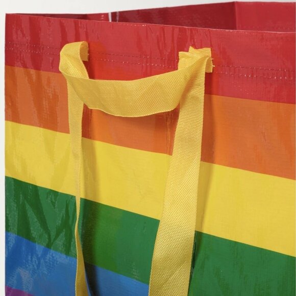 Reusable Shopping Tote Bag Ikea Rainbow Pride Double Handle Large Striped mq - Picture 3 of 4